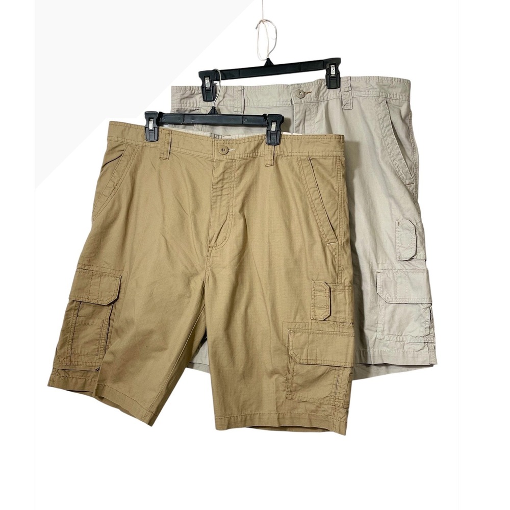 Big Sky Outfitters Cargo‎ Shorts Mens 40 Khaki Gray NEW 2 Pack Ripstop